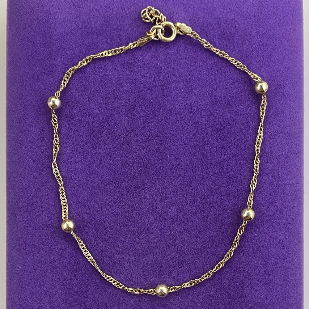 💛 Vintage 925 Gold Plated Chain Bracelet with Bead Accents